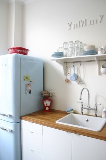 Frigo smeg bleu pastel