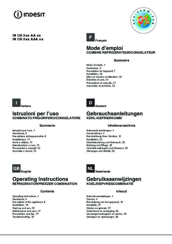 Frigo congelateur indesit notice