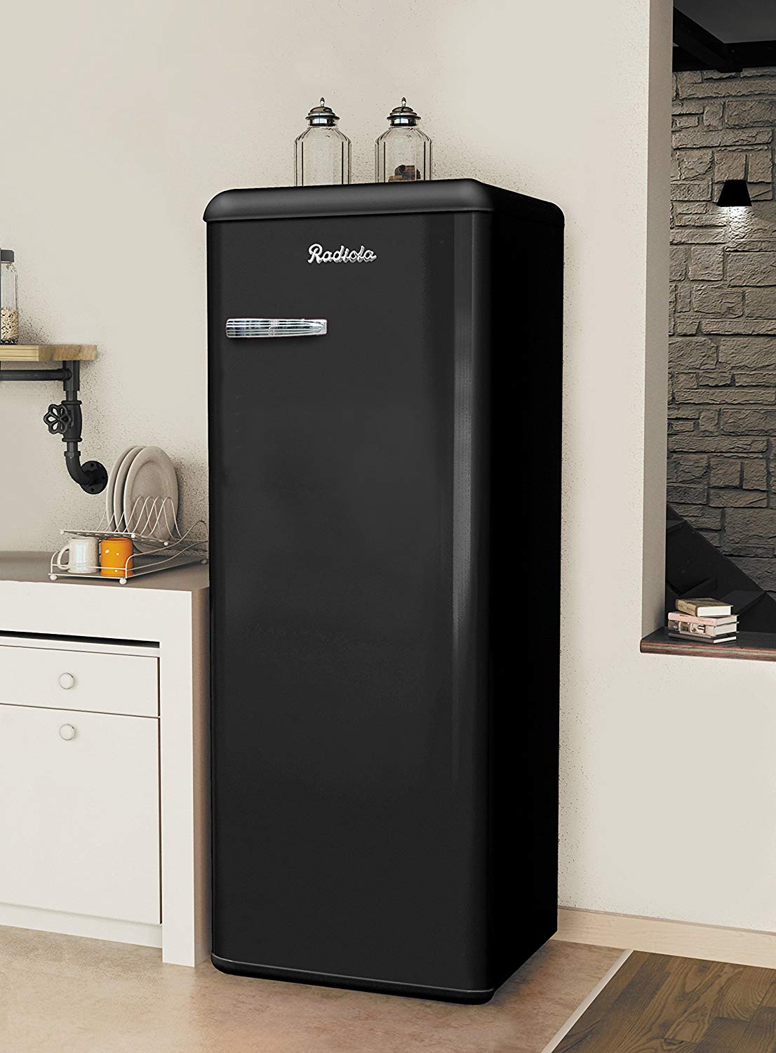 Refrigerateur vintage noir porte reversible