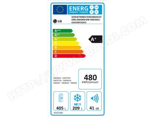 Réfrigérateur américain 614 litres lg gs9366pzqvd