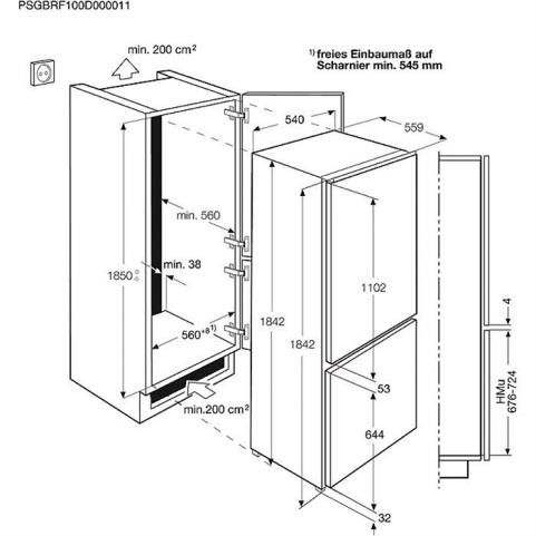 Frigo encastrable hauteur