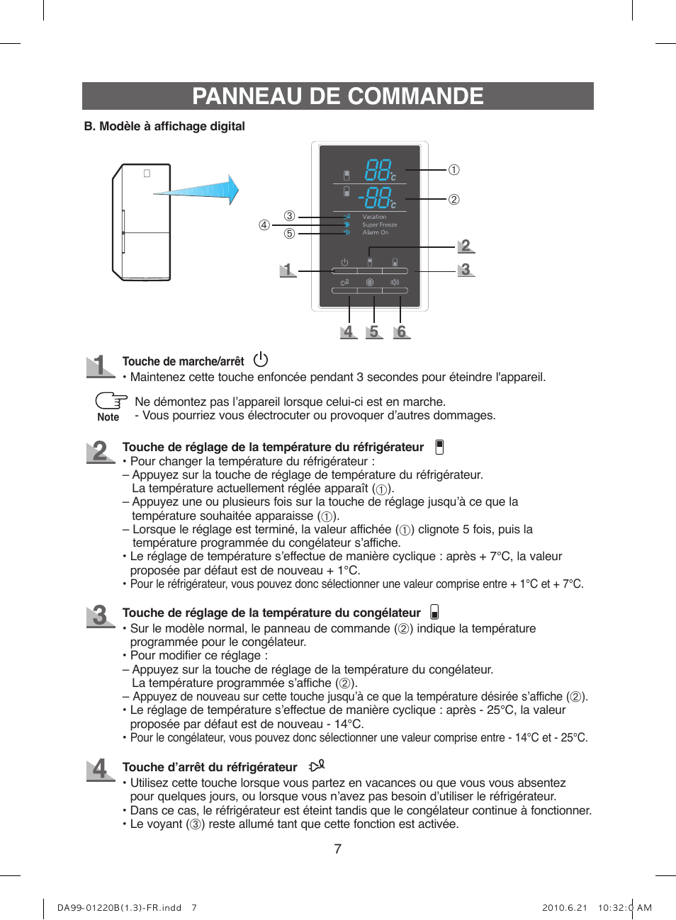 Frigo samsung voyant temperature clignote