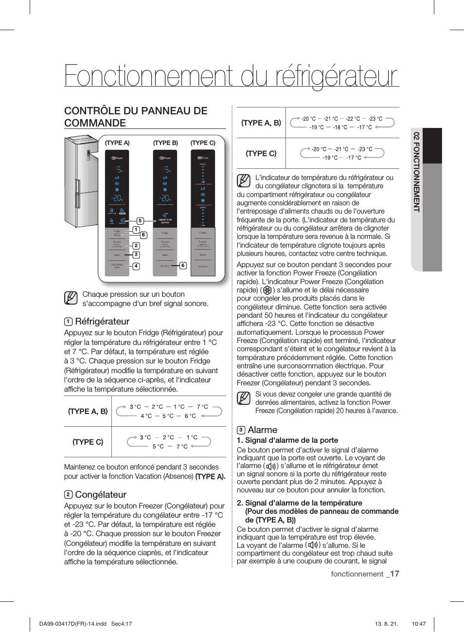 Refrigerateur samsung la temperature clignote