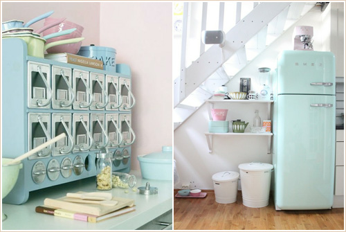Frigo vintage bleu ciel