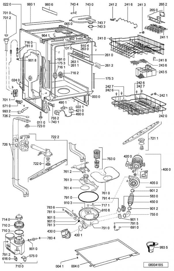 Vue eclatee lave linge
