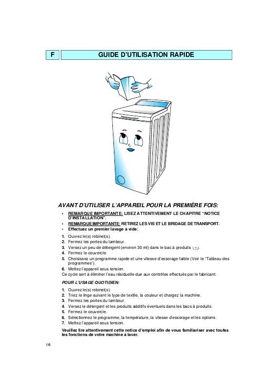 Programme rapide lave linge