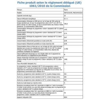 Lave linge hublot faure fwf10141ps