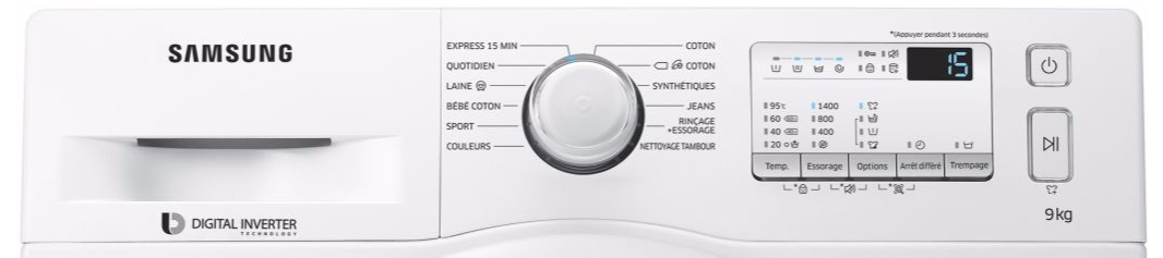 Samsung lave-linge hublot add wash ww90k4437yw, 9 kg, 1400 t/min