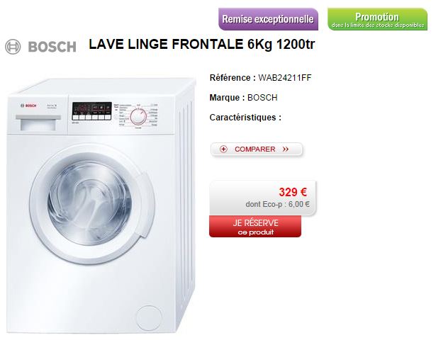 Lave linge bosch 6kg 1200tr