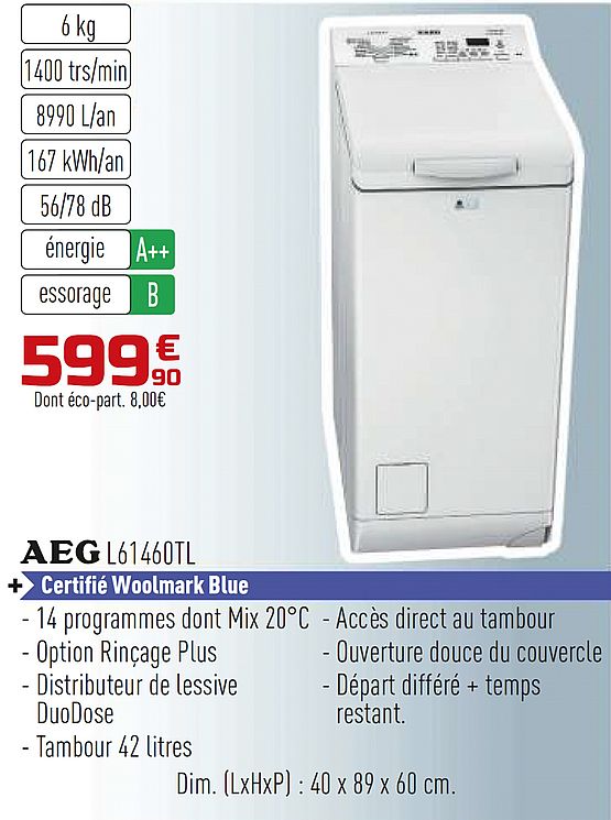 Lave linge cora garges