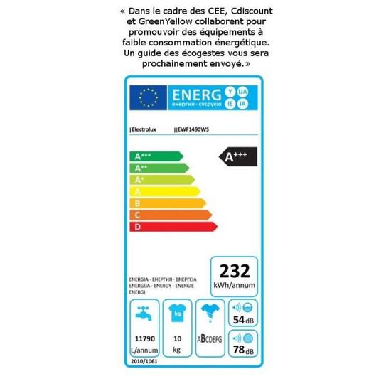 Lave-linge hublot electrolux ewf1490ws