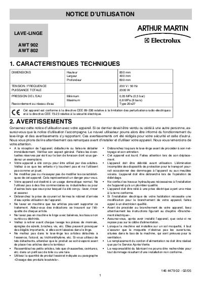 Mode emploi lave linge electrolux