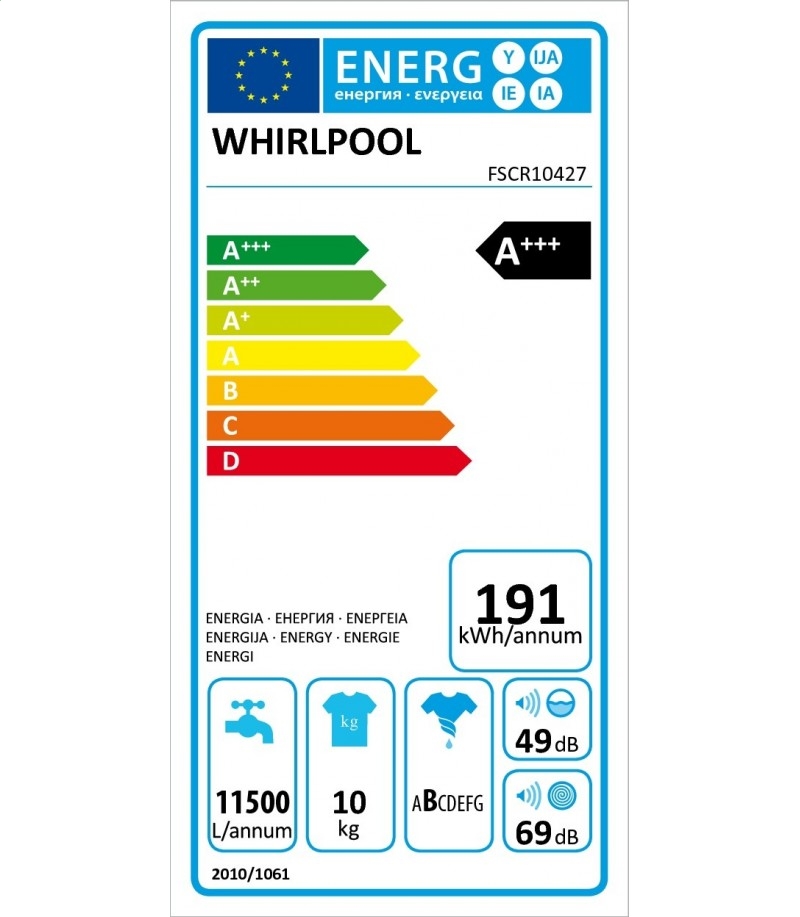 Lave linge whirlpool fscr 10427