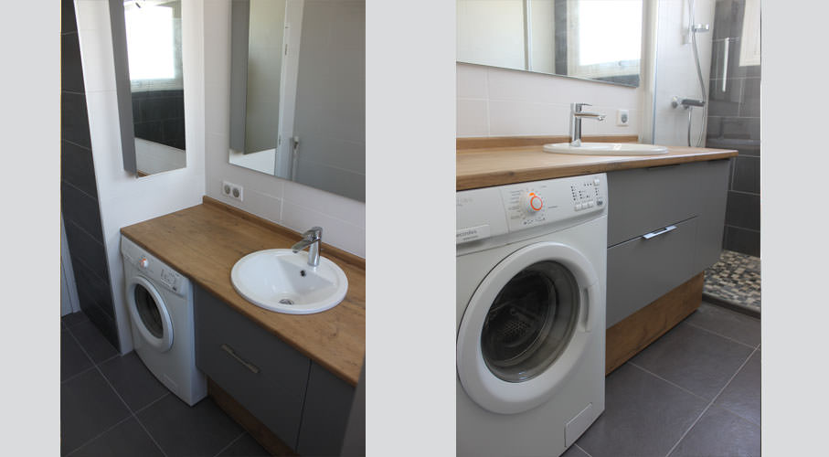 Lave linge dans petite salle de bains