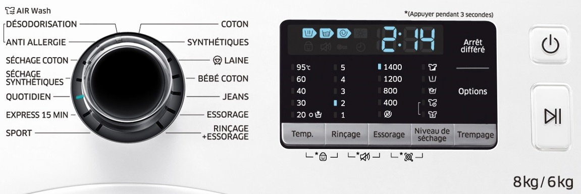 Lave linge samsung crystal care